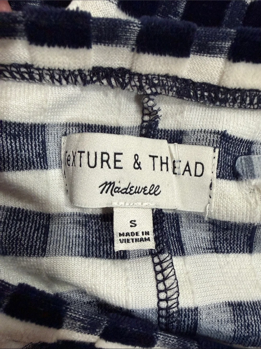 Madewell Texture & Thread Velvet Striped Tee Dress blue white Small